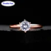 Six Claw 1 Carat Cubic Zirconia Wedding Finger Rings For Women Rose Gold Color Austrian Crystal Brand Jewelry aneis DWR014M ► Photo 1/6