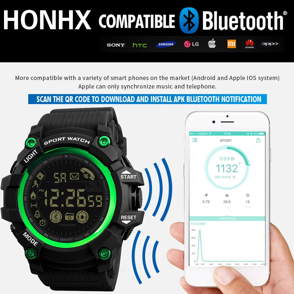 HONHX Смарт-часы мужские Bluetooth умные многофункциональные водонепроницаемые спортивные фитнес-часы Reloj elegante de los hombres Wd4
