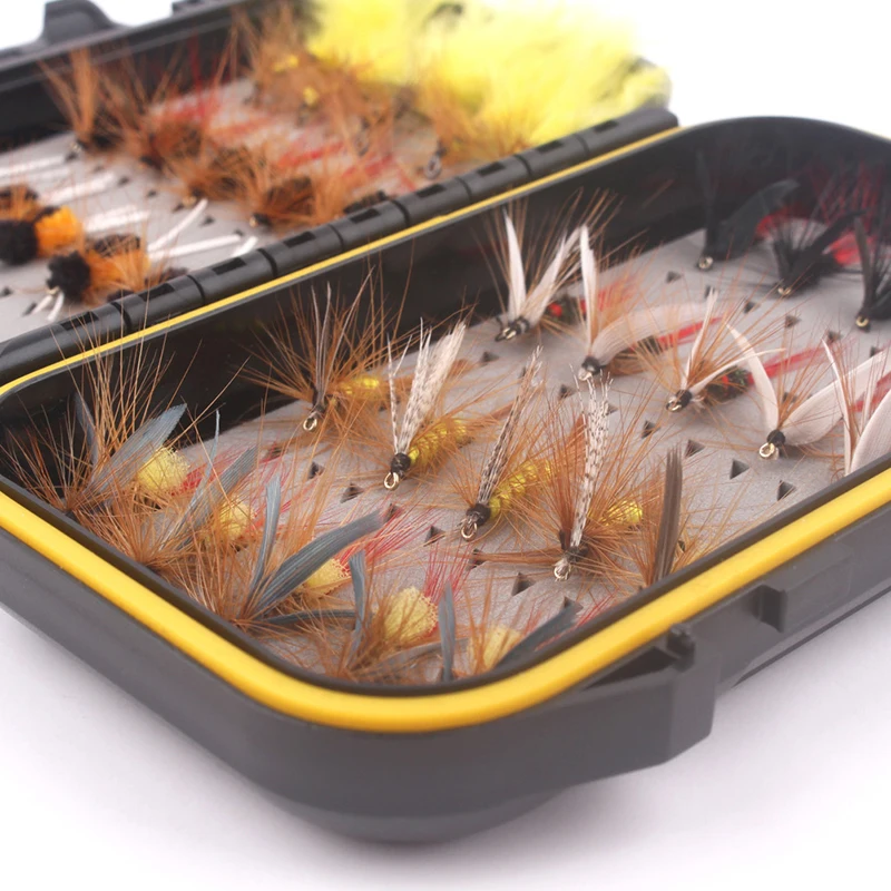 Artificial Bionic Fly Hook Lures Fishing Gear Fake Bait Set 40 Pack Mixed Color Fly Hook Set Fishing Gear Accessories jooyoo