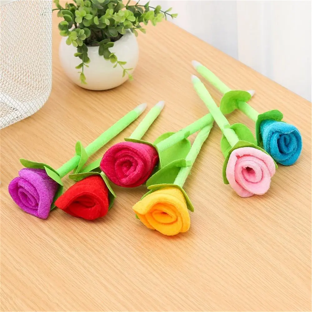 1pcs 0.5mm New Novelty Plush Roses Flower Gel pen Ball Pen Stationery Ballpoint Pen Office School Supplies Fashion Gifts - Цвет: Random