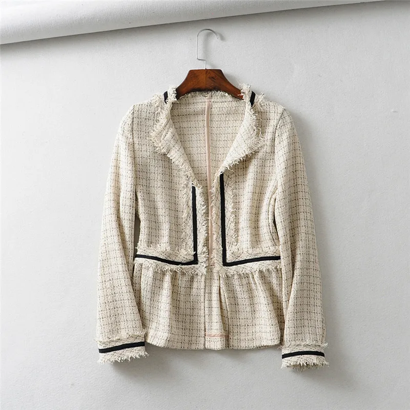 2020 Spring Summer New Korean style Twill Thin long sleeve Loose Ruffled Cardigan Short Jacket Tassel Fashion Women Coat | Женская