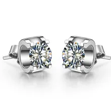 Sterling Silver Brand Oxhead Earrings 0.3CT/ Piece NSCD Simulated Diamond Stud for Women Sterling Silver Brand Oxhead Earrings 0.3CT/ Piece NSCD Simulated Diamond Stud for Women