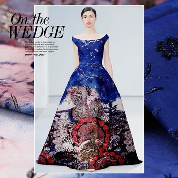 

French catwalk jacquard brocade fabric elegant dress print fabric lady temperament jacquard fabric wholesale jacquard cloth