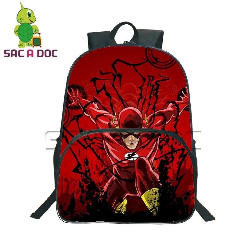 

16 Inch Super Hero Children School Bags Comics Hero The Flash Backpack for Teenage Girls Boys Book Bags Travel Backpack Knapsack