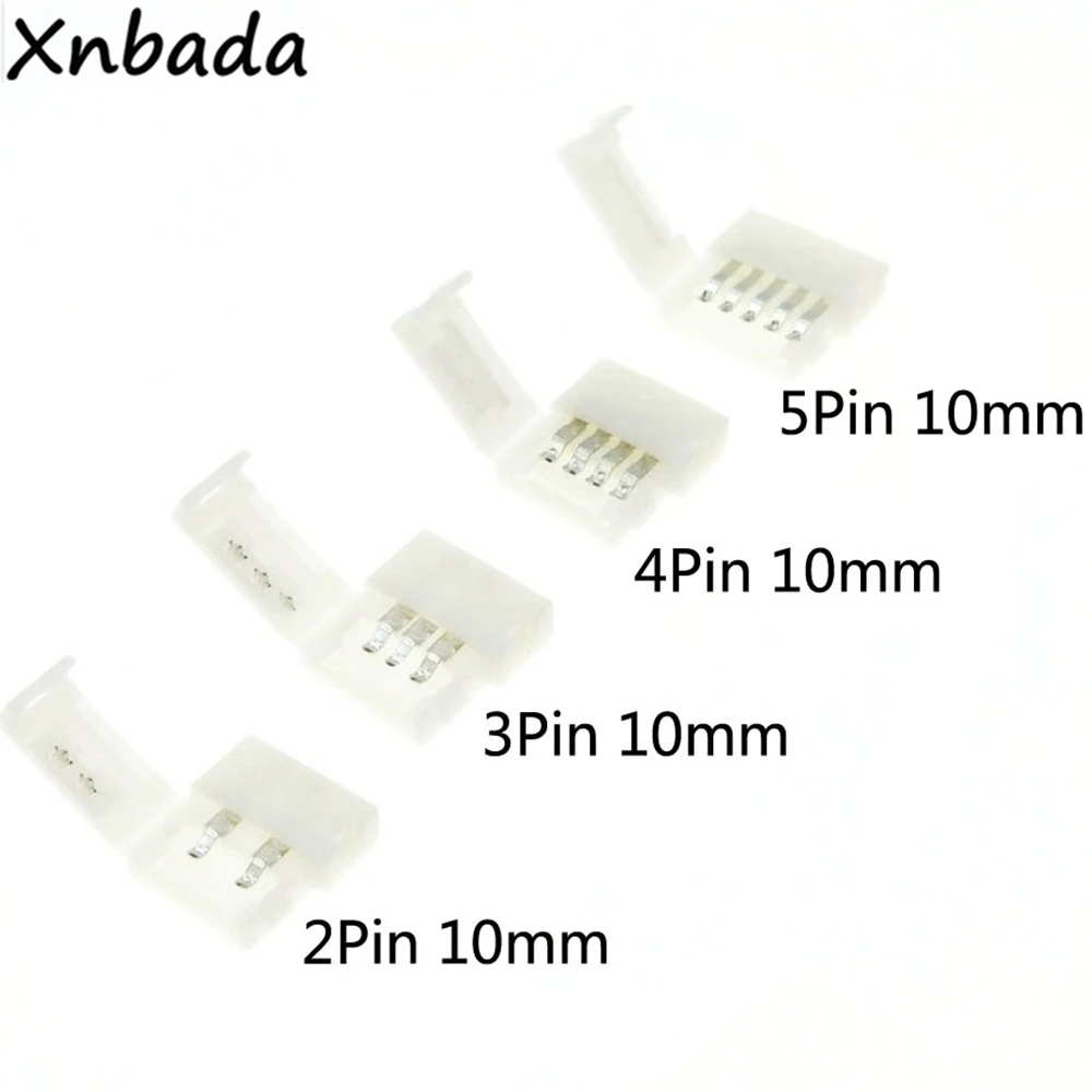 5PCS Free Soldering Led Connector 2PIN 3PIN 4PIN 5PIN L / T / X Shape Corner Connector For 10mm RGB RGBW RGBWW Led Strip Light