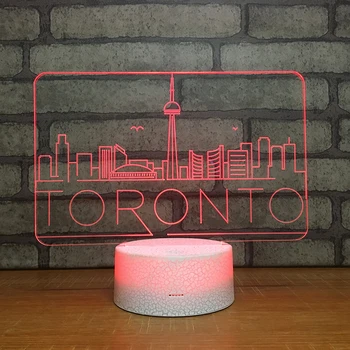 

Toronto3D Night Light Creative Illusion 3d Lamp LED 7 Color changing Table Desk Lamp For Children Xmas Gift