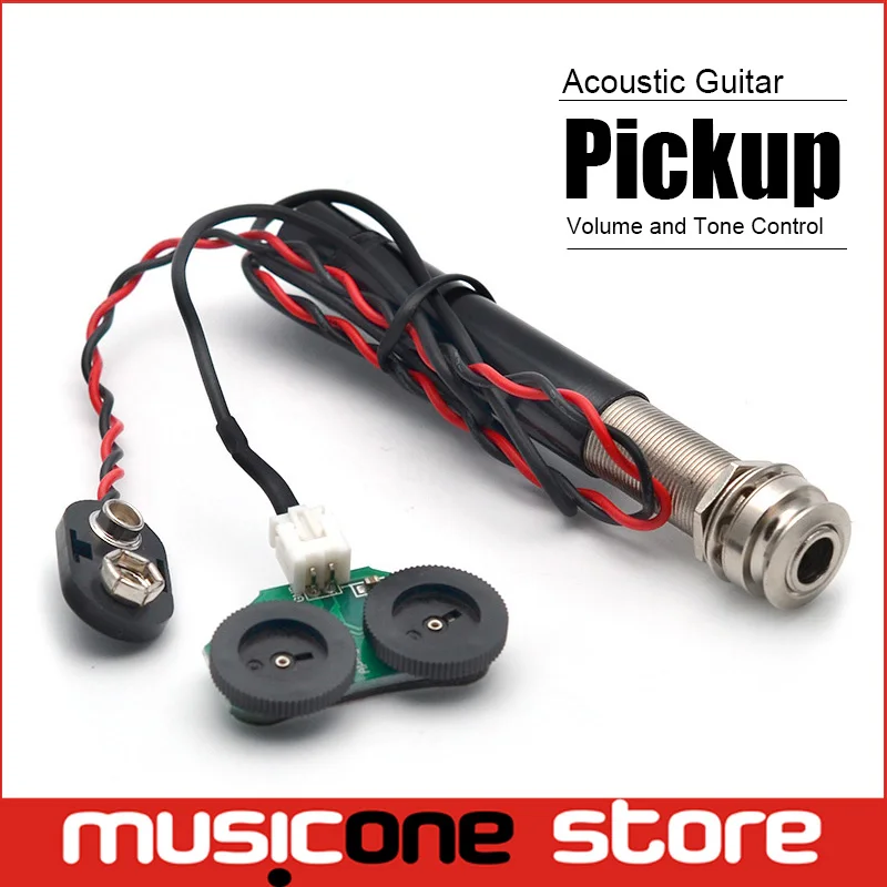 Endpin Jack Preamp Guitar Pickup Kit with Volume and Tone Tuning