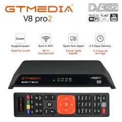 Gtmedia V8 Pro2 DVB-S2 + T2 + кабель + 1 год Европа Линии же как vs freesat v8 супер золотой спутниковый ресивер Поддержка H.265 PowerVu