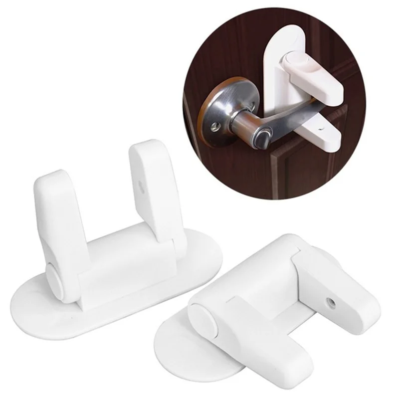 

Child Proof Adhesive Anti Opening Door Lever Lock Baby Kids Safety Protection Plastic Door Handle Locks