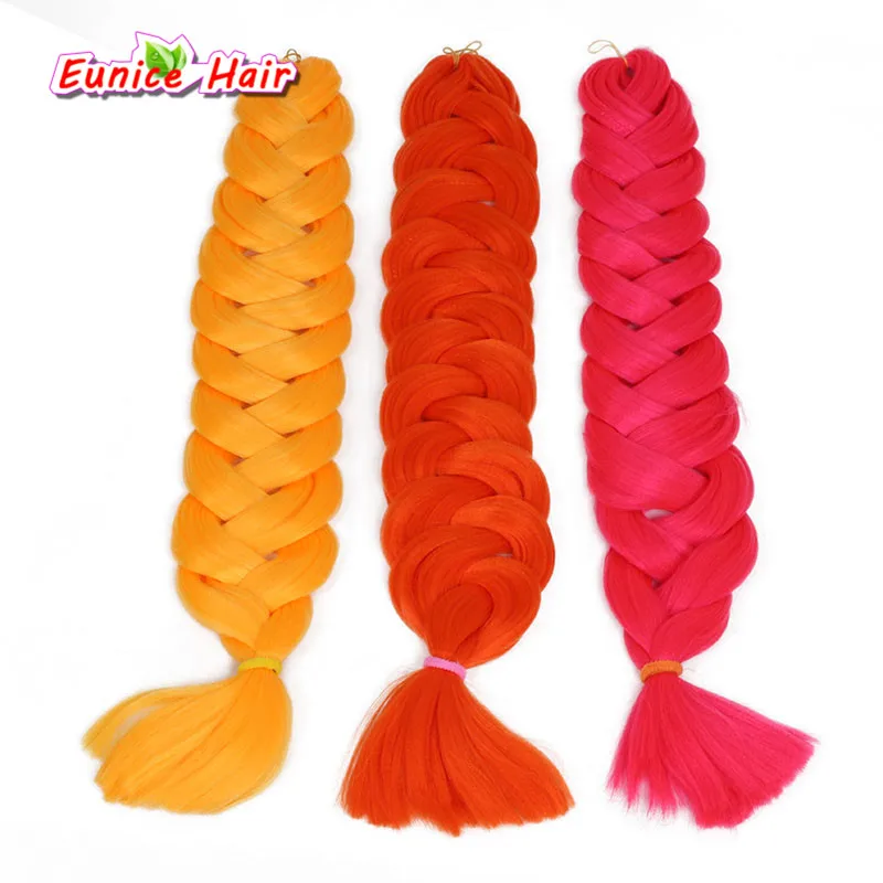 

82inch 165g Synthetic Jumbo Braids Crochet Hair Bulk Kanekalon Braiding Hair Extensions Pink Blue White Heat Resistant