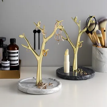 

Nordic Style Natural Marble Branches Jewelry Stand Desktop Racks Earrings Ring Storage Rack Home Decoration