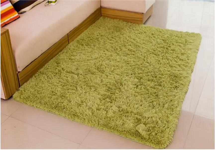 Soft Fluffy Shaggy Rectangle Carpet Floor Mat Living Room Decorative Blanket Area Rug Solid Color White Beige Pink Coffee Black - Цвет: green longer fur