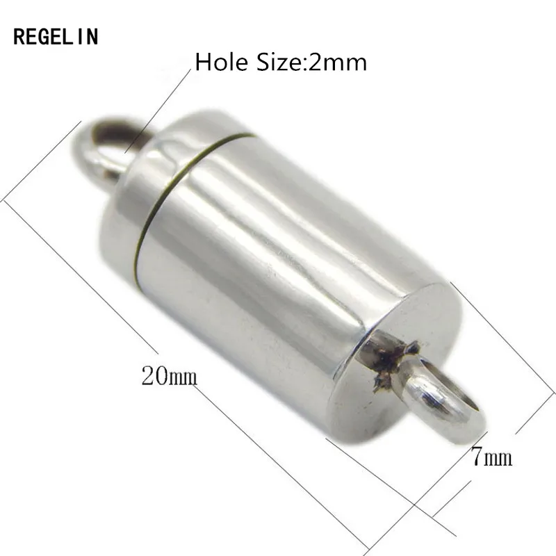 

REGELIN 2pc/lot only Silver Tone Stainless Steel Magnetic Bracelet Clasps Connectors Fits for 2mm Round Leather Cord End Caps