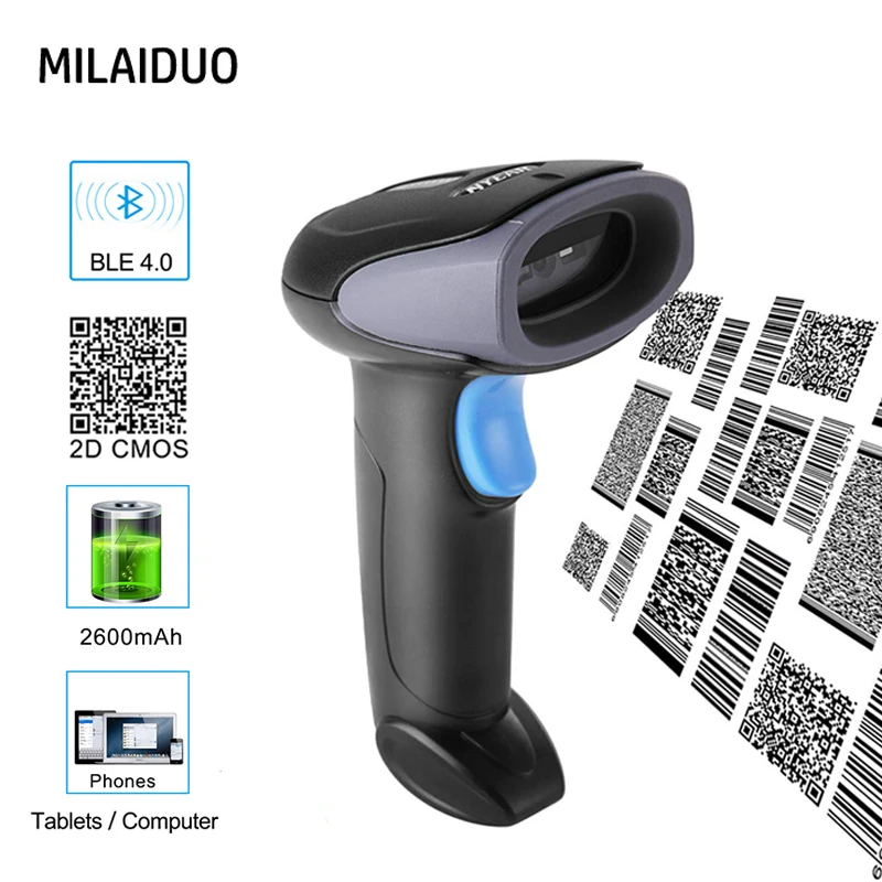 

NT800 Handheld Wireless Wired 2 in 1 Bluetooth 4.0/USB Barcode Scanner 1D Laser Bar Code Reader with Automatic Continuous