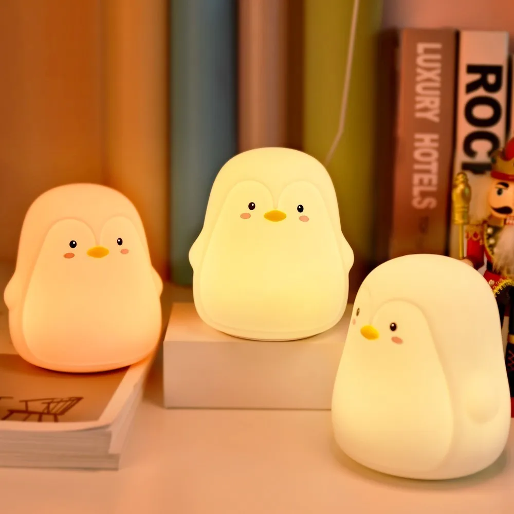 Cute Penguin Night Lamp Cartoon LED Lampara Toys Light For Children Touch Baby Lampka Nocna Dla Dzieci Veilleuse Enfant | Лампы и