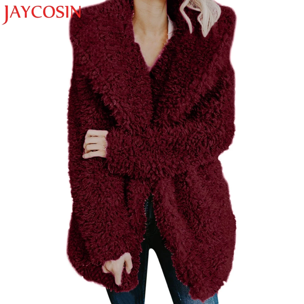 

Womens Ladies Lapel Winter Outerwear Good warmth Artificial Wool Coat Jacket Dropship Oct.16