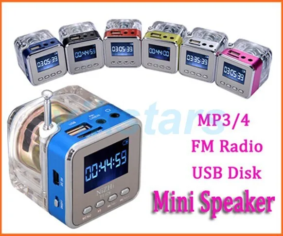 Хрустальный светильник, Мини цифровой динамик, музыкальный портативный радио, Micro SD/TF, USB диск, mp3, fm радио, ЖК-дисплей, динамик, часы, радио, RDA028