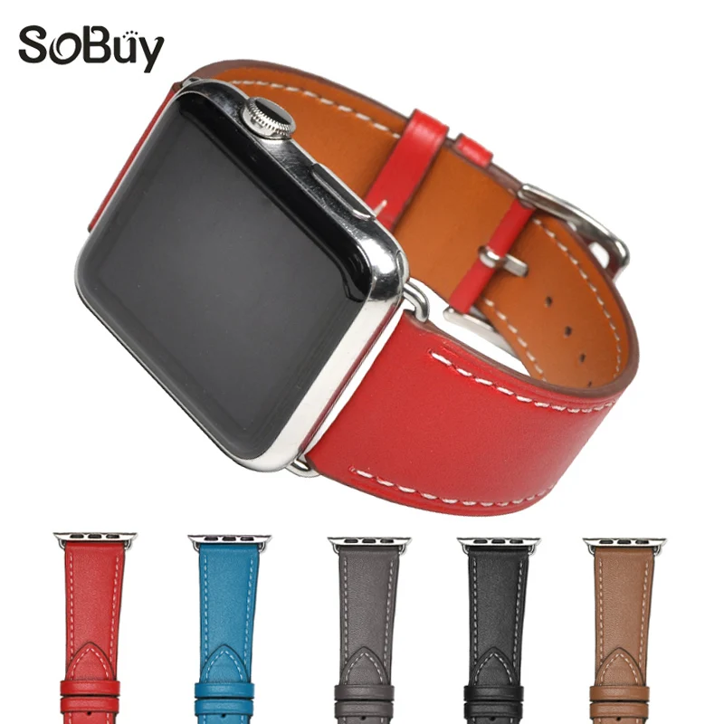 

Lxsmart Genuine leather strap for apple watch iwatch series 1/2/3 42mm s1 s2 bands sport Cowhide Wrist bracelet 38mm Wristband