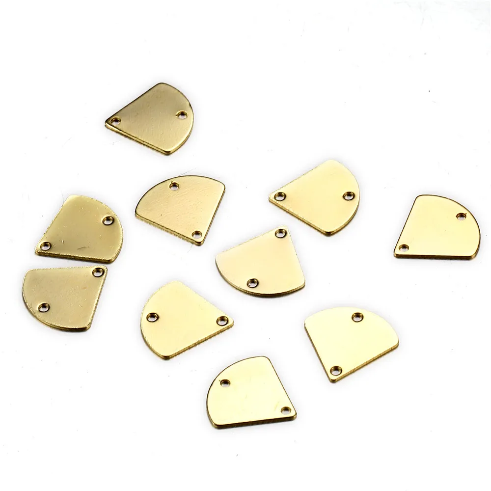 50PCS/lot 12mmX13mm Wholesale Jewelry Accessories 2 Double Hole Copper Arc Fan Shape Pendant Charms For Necklaces Making | Украшения и