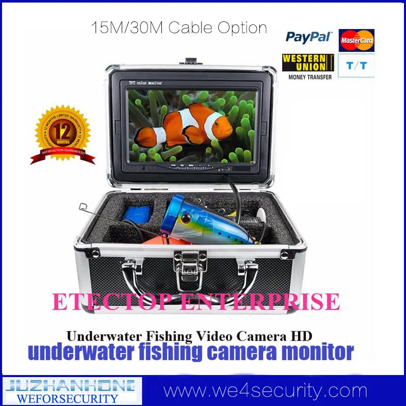 15M Cable Underwater Fishing Camera Sony CCD Night Vision Waterproof 7 inches Color LCD Lithium Battery Portable Fish Finder