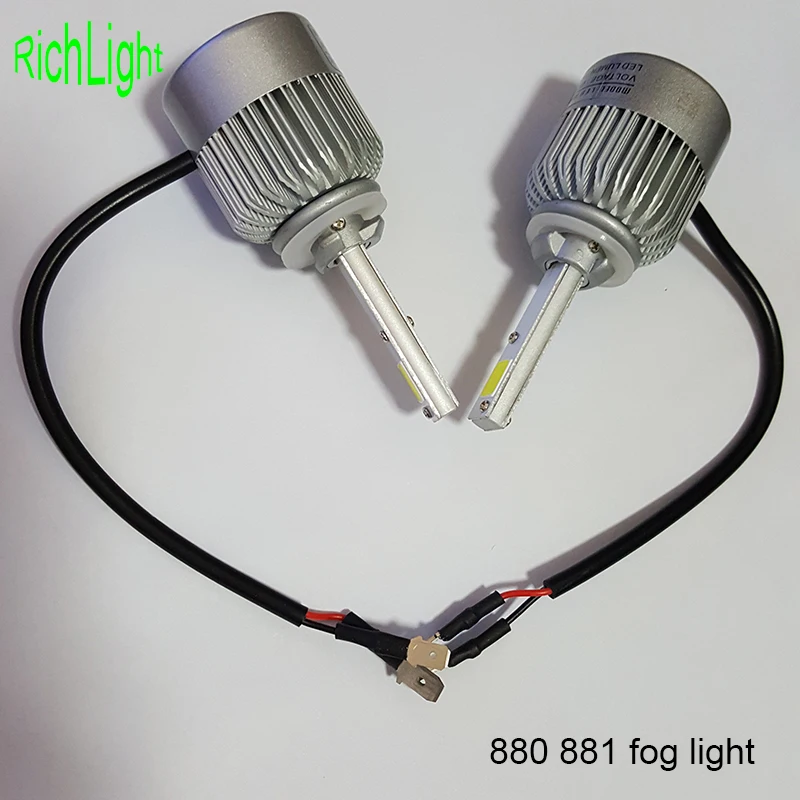 Белый Супер 6000K 12V COB 880 881 H27 светодиодный противотуманный фонарь для автомобиля C6