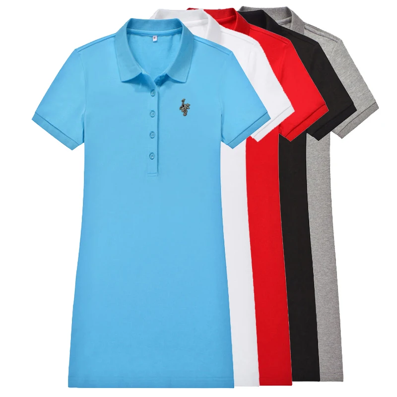 

2019 Summer Women's big horse short sleeve polos shirts casual solid color cotton brand polos shirts fashion womens slim tops V1
