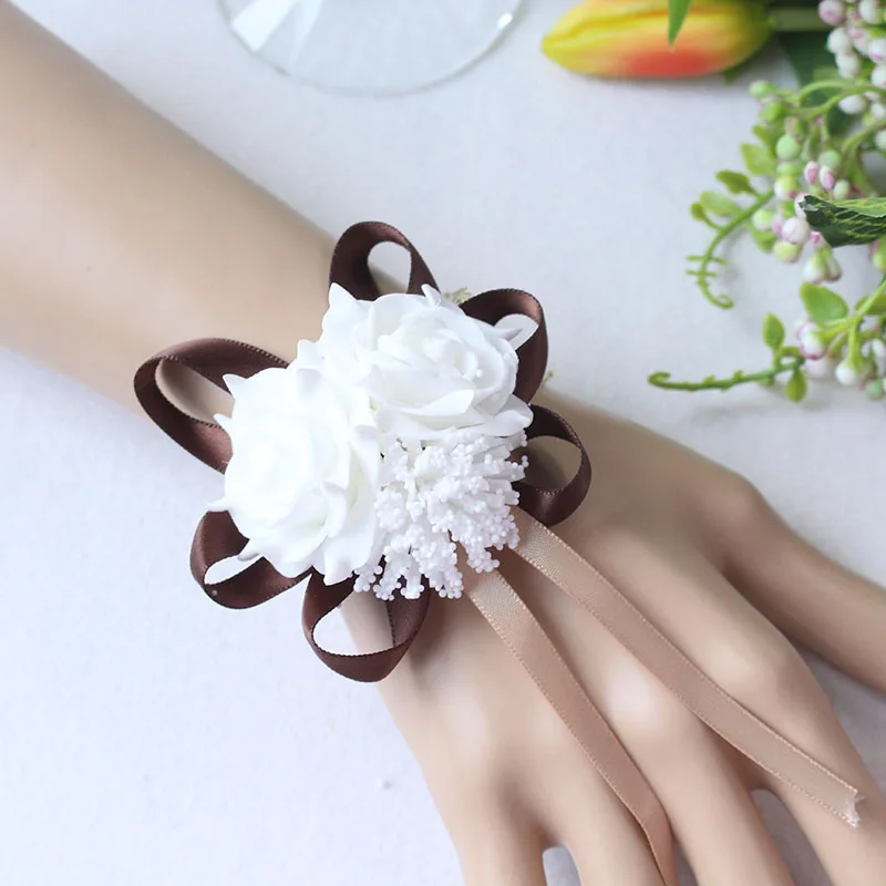 Wrist Flower Bridesmaid Hand Flowers wedding corsage  (11)