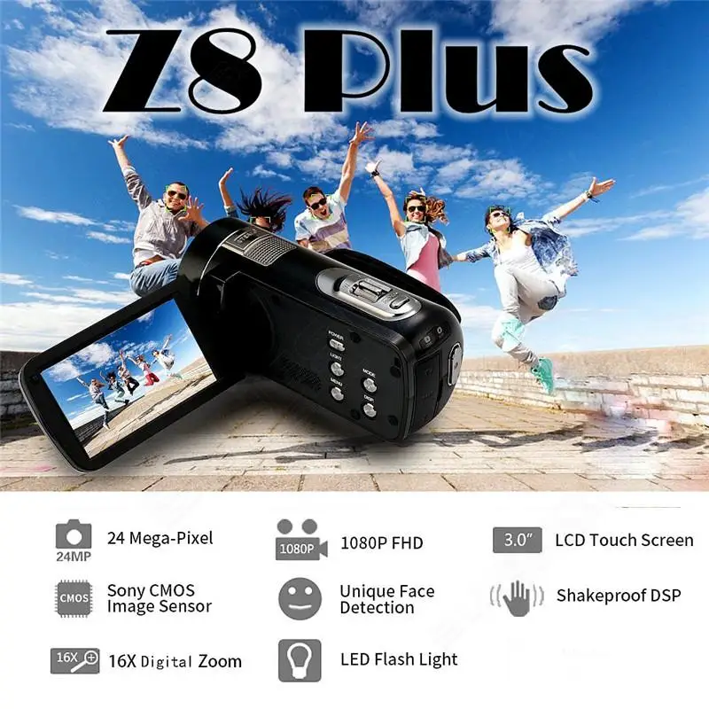 [Официальный дистрибьютор] Ordro Z8Plus FHD 1080 P 3 дюймов сенсорный Sceen 24MP 16X зум DV Камера Цифровая видеокамера HDV Z8 плюс