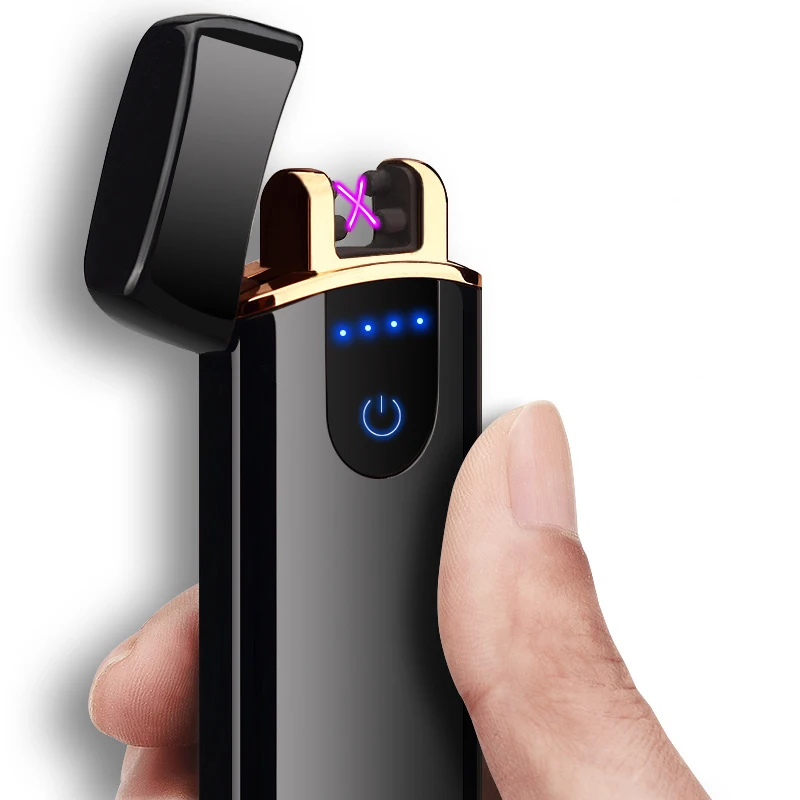 

Fingerprint Sensor Switch Usb Charge Double Arc Lighter Windproof Electronic Cigarette Lighters Display Battery Capacity