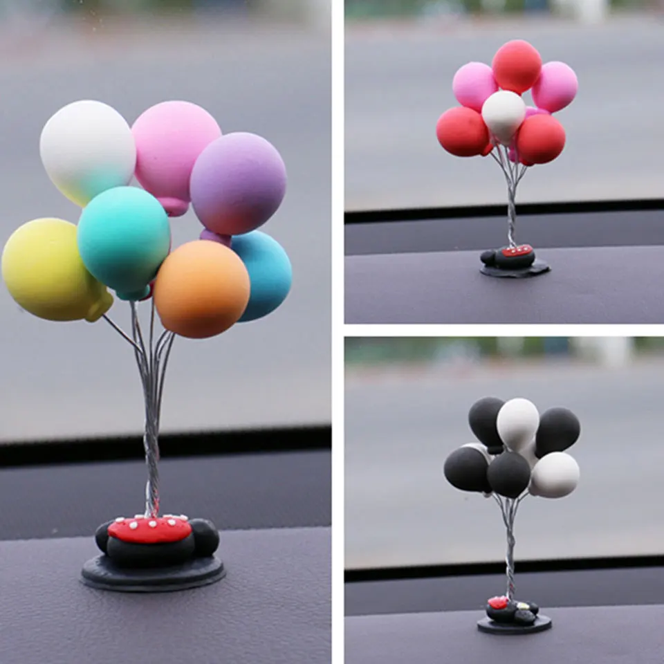 

1PC Mini Car Decoration Balloon Creative Dashboard Soft Pottery White Clay Balloon Ornaments Auto Interior Accessories