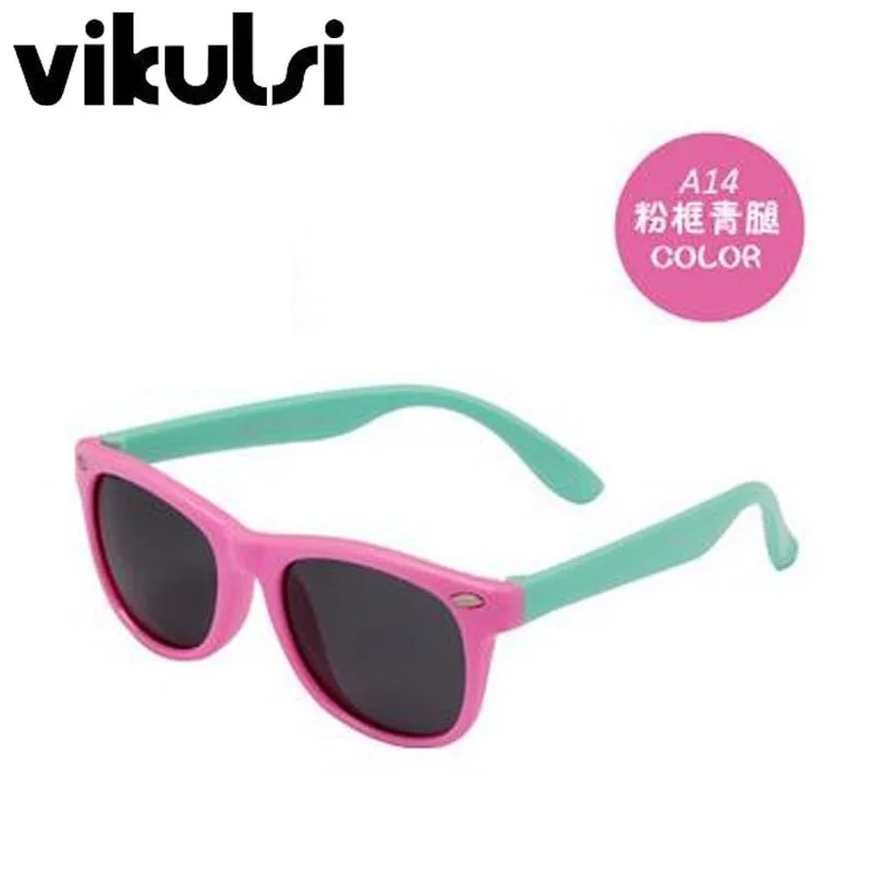 Классические Детские поляризованные солнцезащитные очки TAC, детские солнцезащитные очки с силиконовой оправой, защитные солнечные очки с защитой от уф400 лучей - Цвет линз: A609 Pink blue