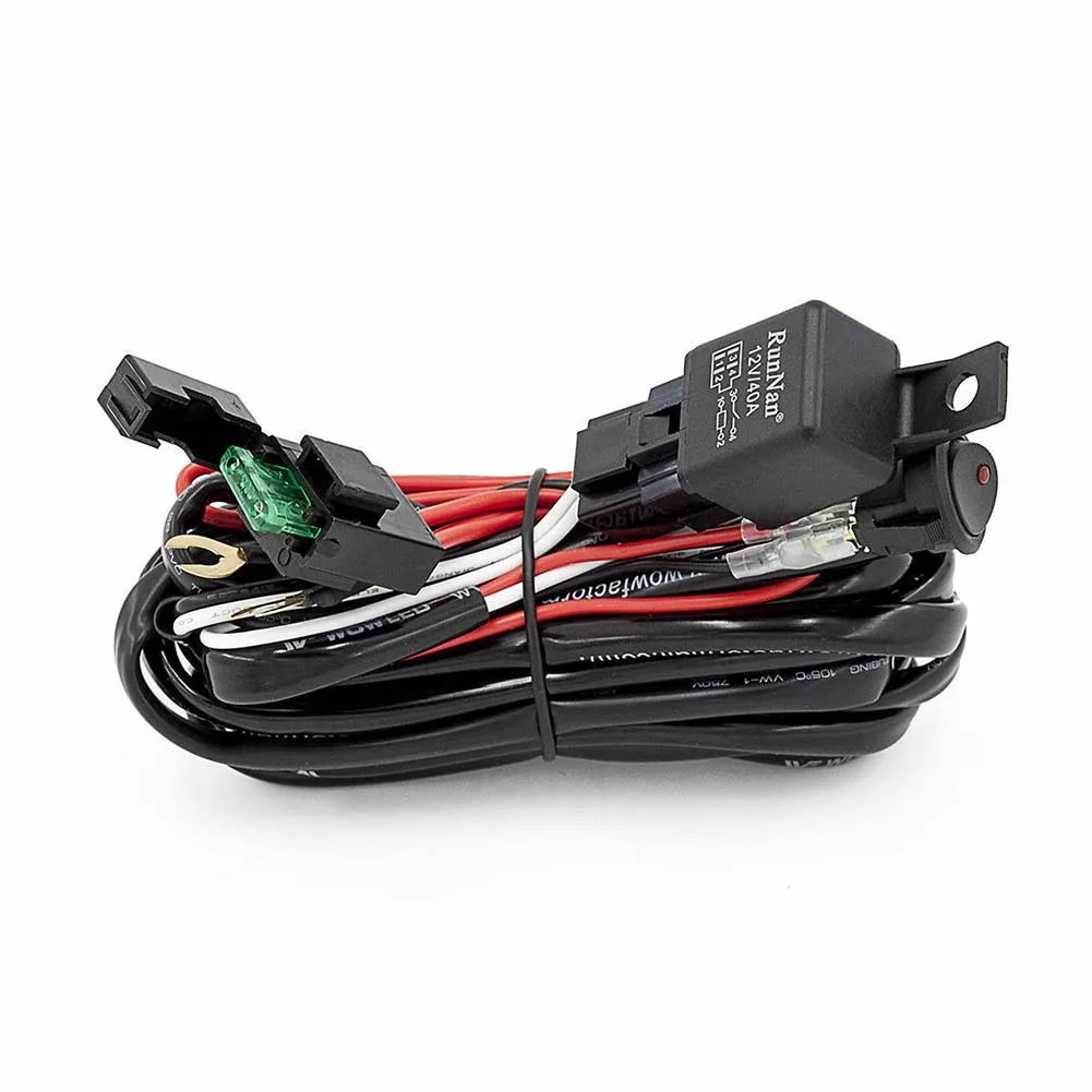 

Car LED Light Bar Wiring Harness Switch Relay Kit For Connect 2 LED Work Driving Light Bar 4WD