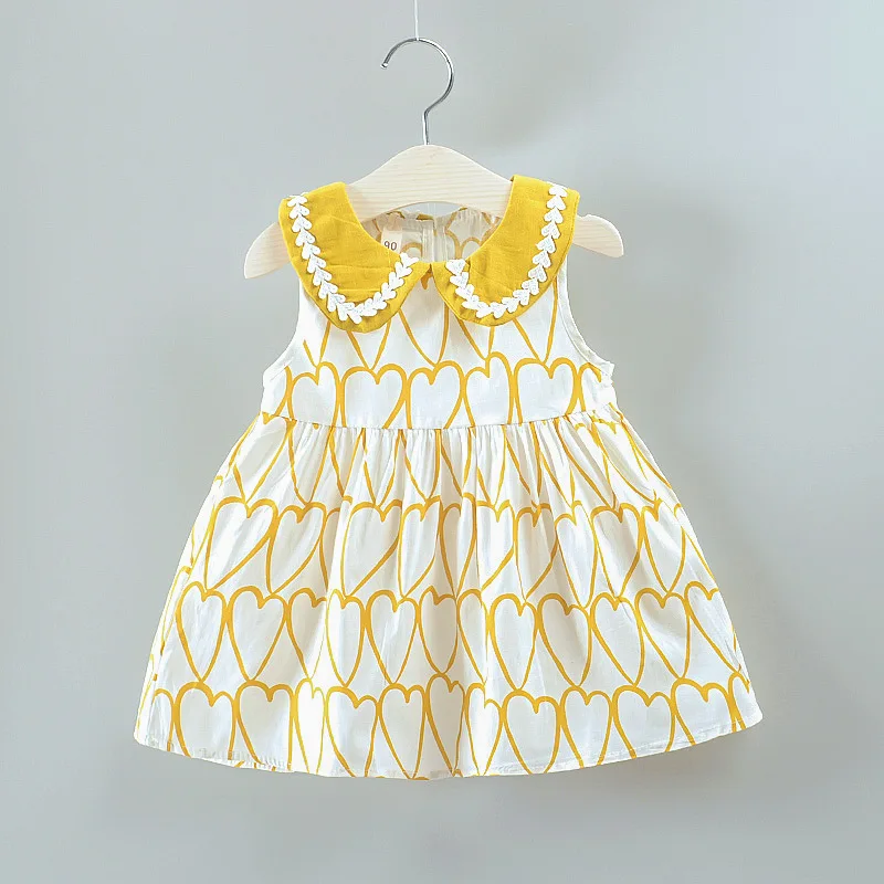 

NEW Dresses Children Baby Kids Girls Clothes Cute Lovely Cotton Heart Printed Sleeveless Cool Princess Summer Dress Clothing Kid