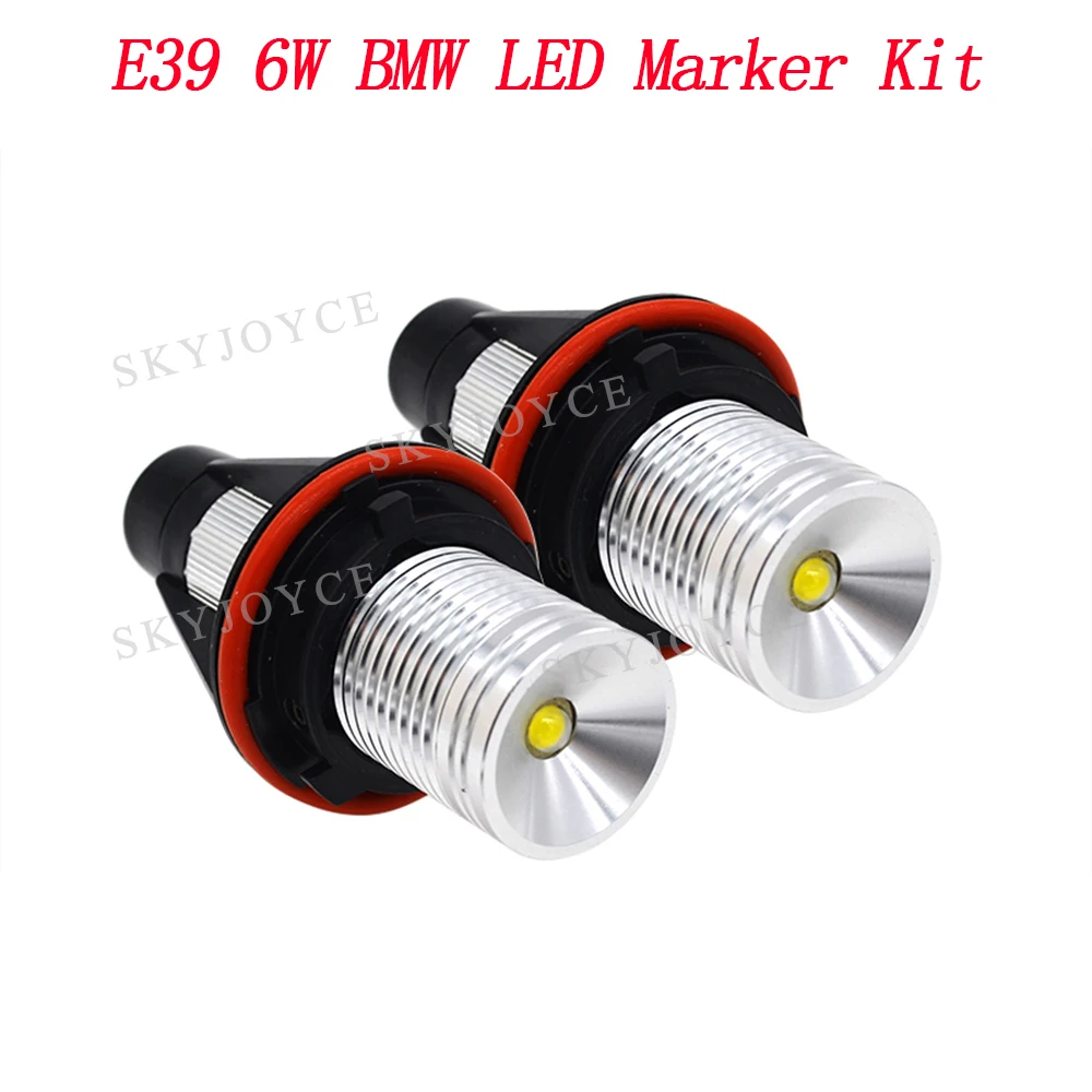 

1 Set 2*6W 12W E39 LED Marker Angel Eyes Halo Ring DRL White LED Chips For E60 E61 E63 E65 E53 E87 Car Styling B-M-W Angel Eyes