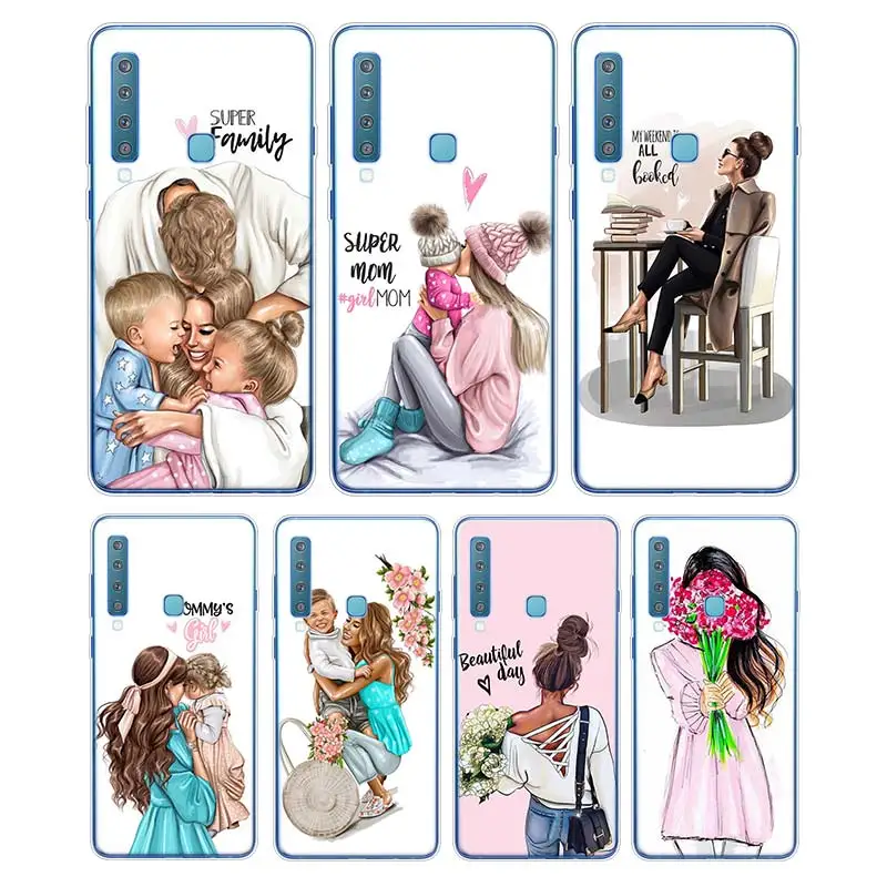 

Silicone Soft Phone Case Baby Mom Girl Print for Samsung Galaxy A9 A8 Star A7 A6 A5 A3 Plus 2018 2017 2016 Cover