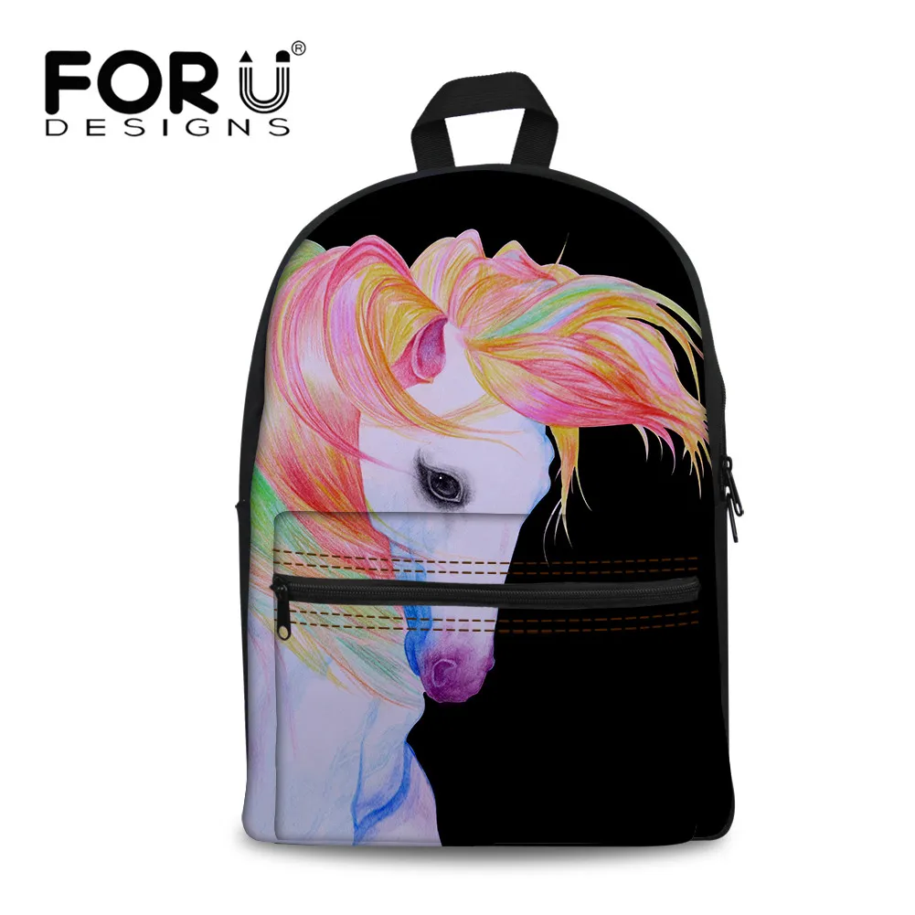 

FORUDESIGNS Casual Women's Backpack Horse Printed Teenagers Girl Harajuku Backpacks Big Bookbag Female Back Pack Sac dos 2018