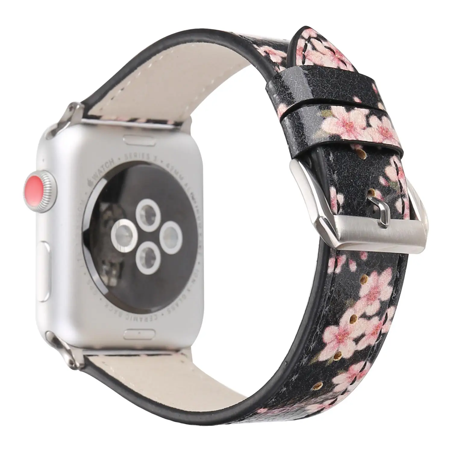 Кожаный ремешок с цветочным принтом для Apple Watch Series 1/2/3/4/5 44 мм 42 40 38 дизайнерский