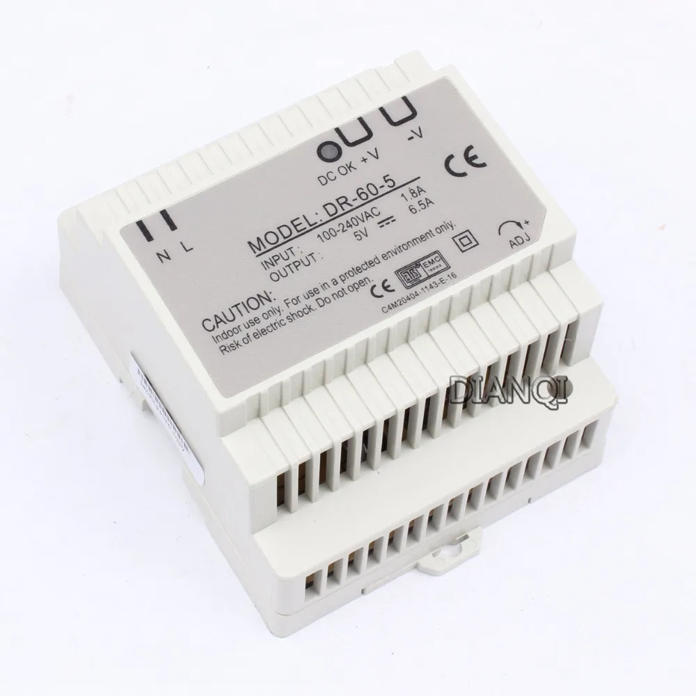 DIANQI Din rail питание 5 В мощность suply 5 В ac dc преобразователь dr-60-5 Хорошее качество