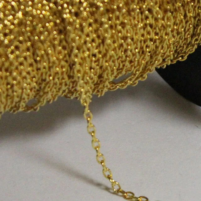 

Gold Plated Iron Metal Fashion Cable Links Necklace Bracelets Chains 2-8mm Wide Bulk Sale 100 Meters/Troll Packing