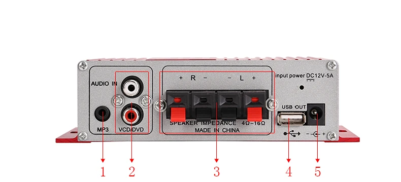 Kinter MA-180 мини-усилитель аудио 2,0 канальный MP3 вход воспроизведение стерео звук управление басами DC 12 В адаптер питания и кабель RCA