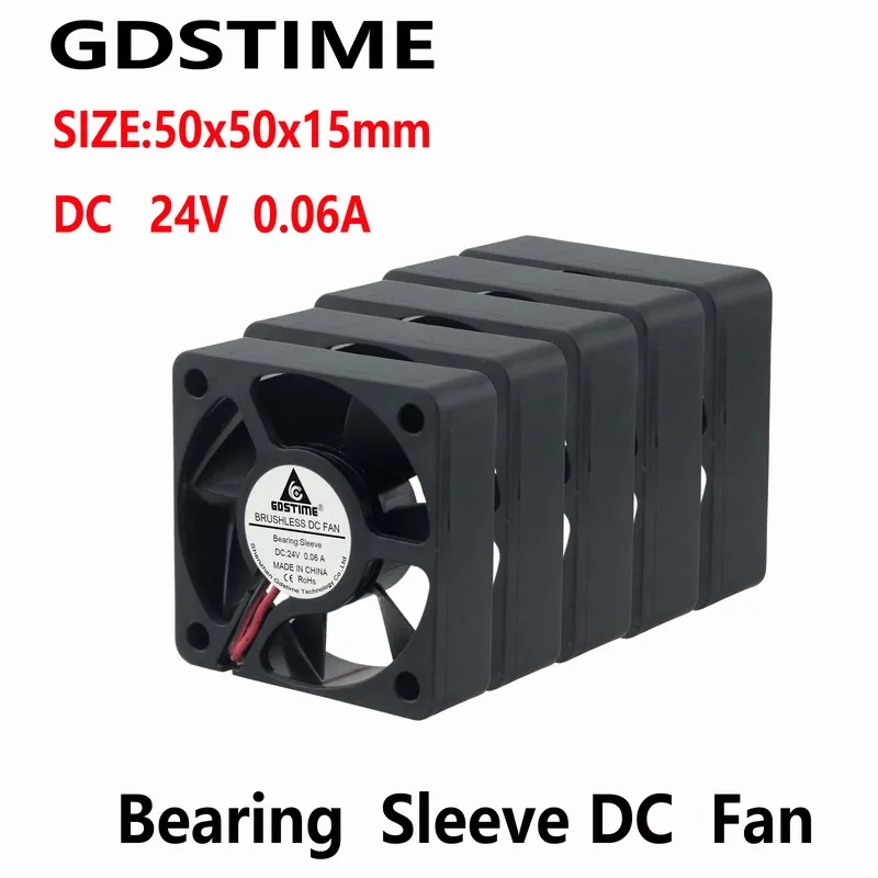 Gdstime 20 шт. DC 24 В 50x50x15 мм DC бесщеточный вентилятор охлаждения Cooler 50 мм x 15 мм PC радиатор 5 см 5015 2Pin