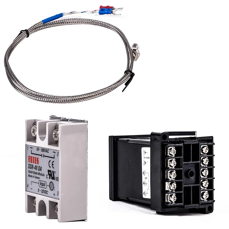 

1pc Dual Digital PID Temperature Controller REX-C100 + Mayitr K Thermocouple Probe Cable with Max.40A SSR