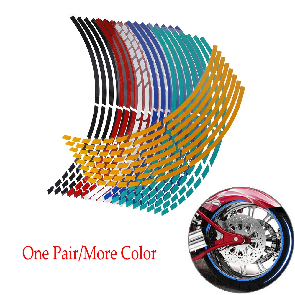 NEW 16 Pcs 17"18" Strips Motorcycle Car Wheel Tire Stickers Reflective Rim Tape NEW 16 Pcs 17"18" Strips Motorcycle Car Wheel Tire Stickers Reflective Rim Tape