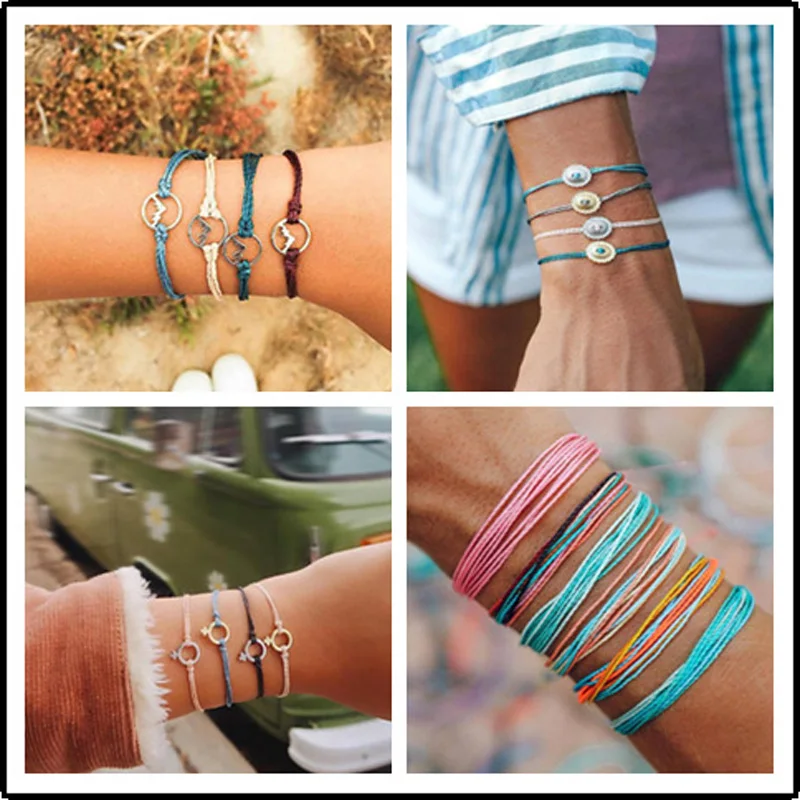 

Ubuhle 4 Styles Bohemian Hollow Metal Charm Bracelets Long Tassel Retro Colorful Handmade Weave Rope Bracelets for Women Jewelry