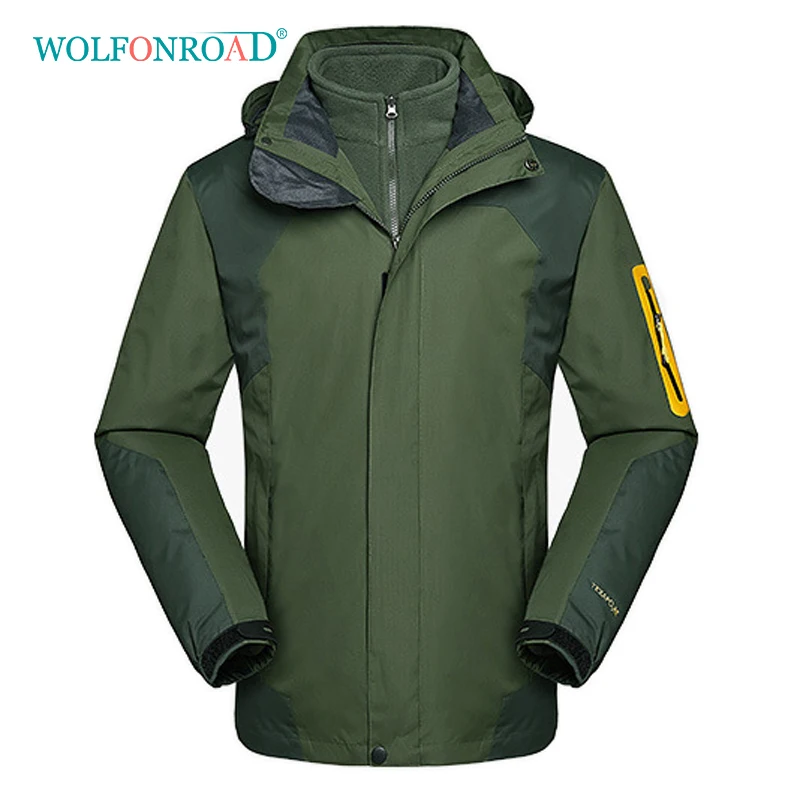 

WOLFONROAD Winter Men Women Hiking Windbreaker Waterproof Windproof Outdoor Sport Jacket Coat Thermal Warm 5XL Jackets 2 In 1