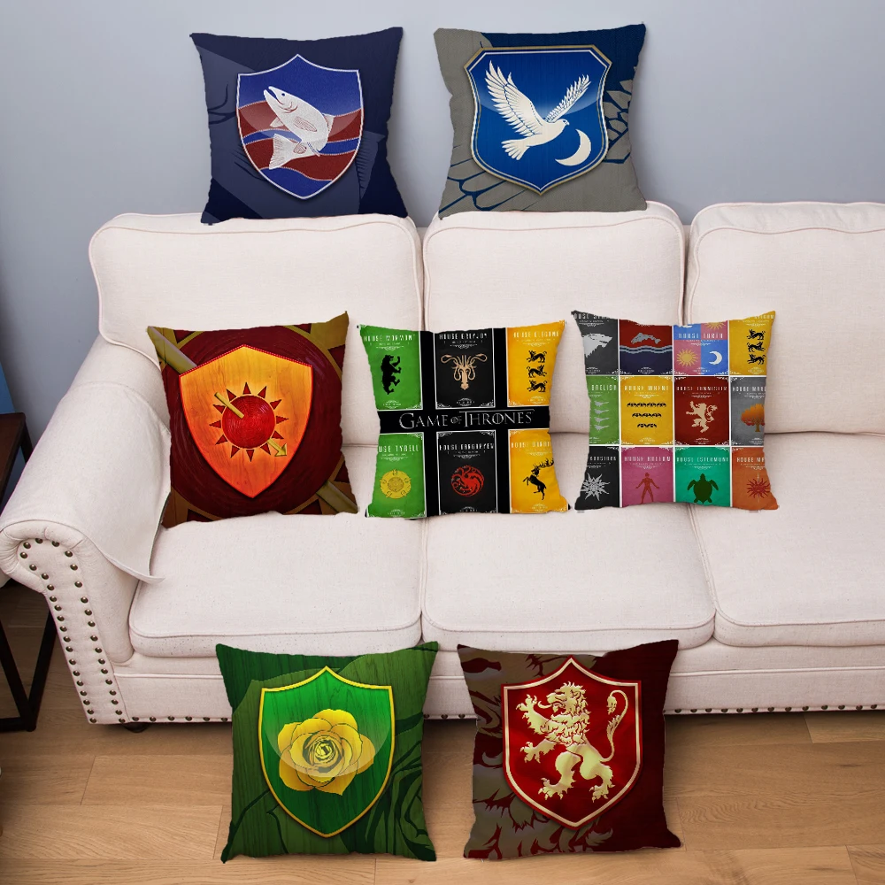 

Super Soft Short Plush Cushion Cover Game of Thrones Logo Print Pillows Covers 45*45 Throw Pillows Cases Home Decor Pillowcase