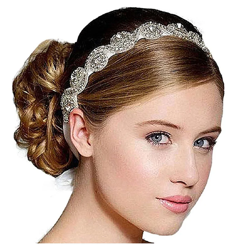 

Bridal Wedding Beads Diamond Headbands Hair Accessory Clips (Silver Color)