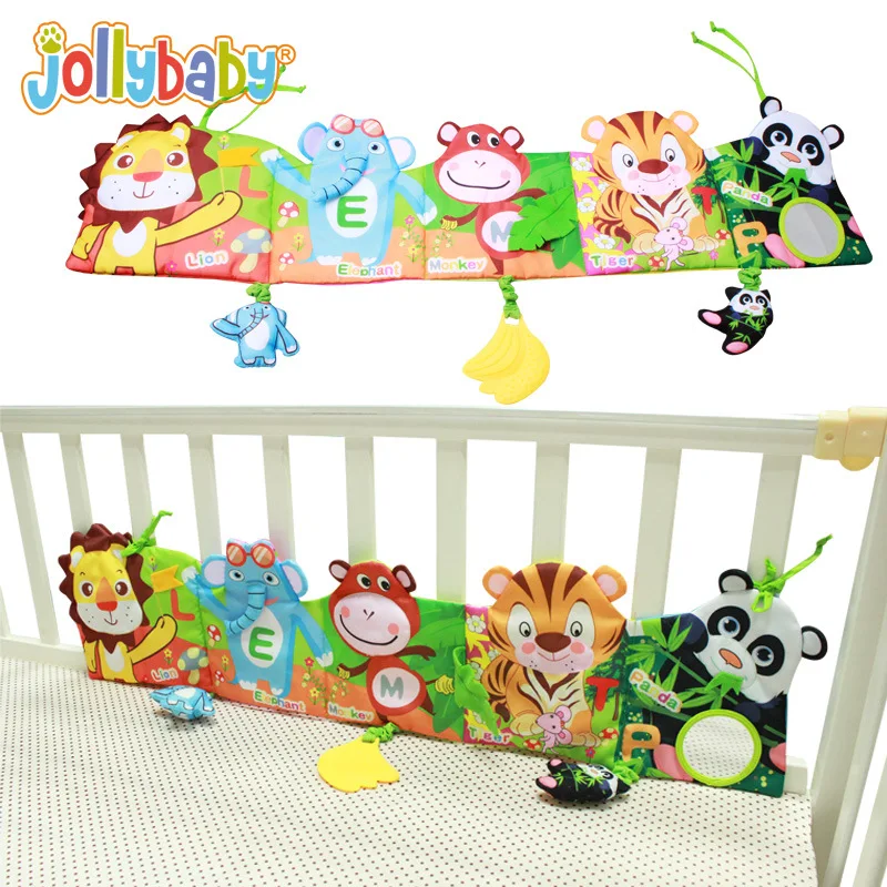 Jollybaby Baby bed Around and Cloth Book Infant Rattle with Animal Model Baby Educational Plush Animal