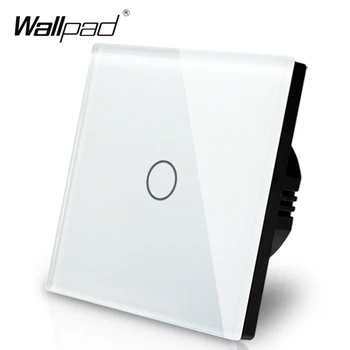 

Hot White Crystal Glass Panel wall switch EU UK Standard 110~250V 1 gang Dimmer White Touch Screen Panel Wallpad