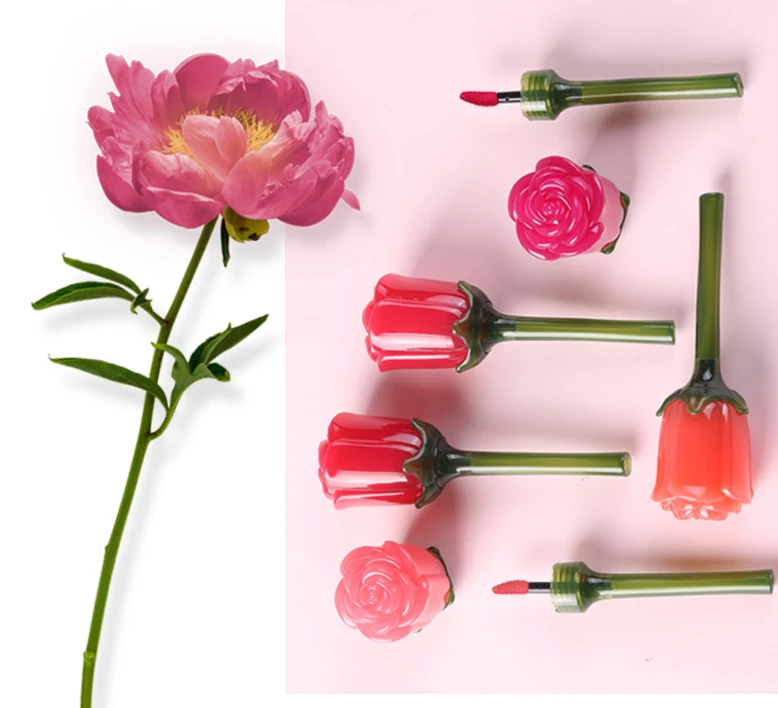 

HengFang Flower Lip Gloss New Design 5 colors Waterproof Lipstick Long Lasting Moisturize Lip Gaze Makeup Cosmetics